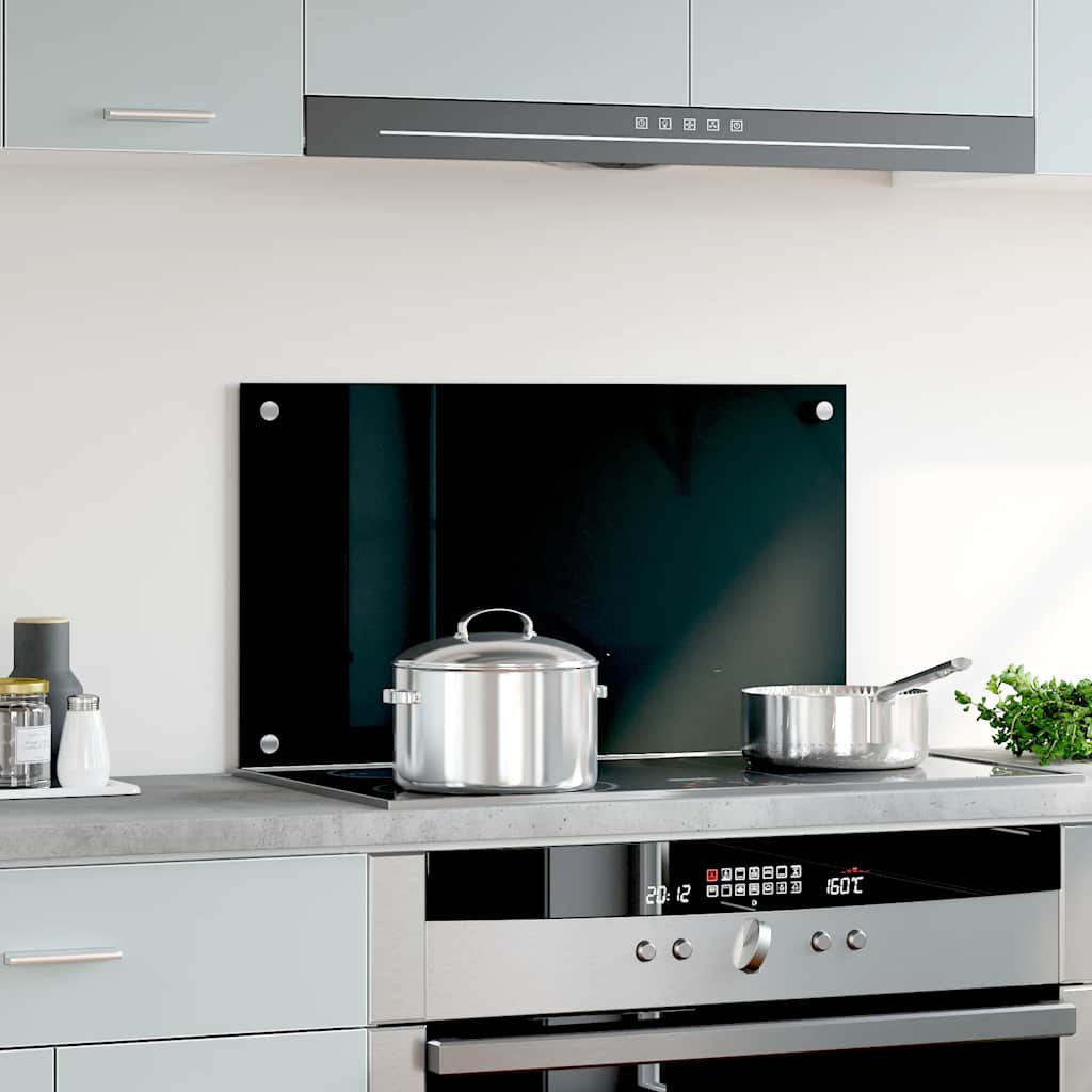 VidaXL Spatscherm keuken 70x40 cm gehard glas zwart