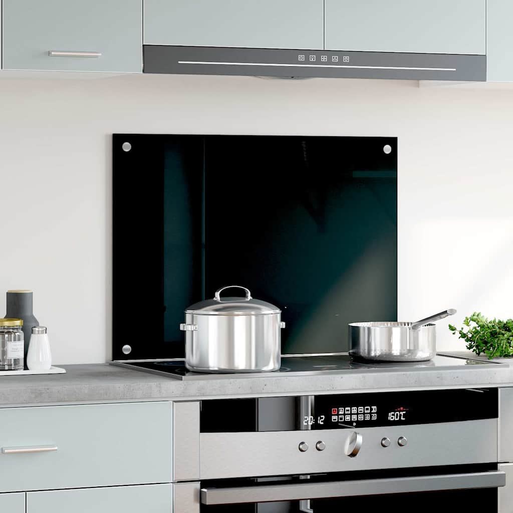 VidaXL Spatscherm keuken 70x50 cm gehard glas zwart
