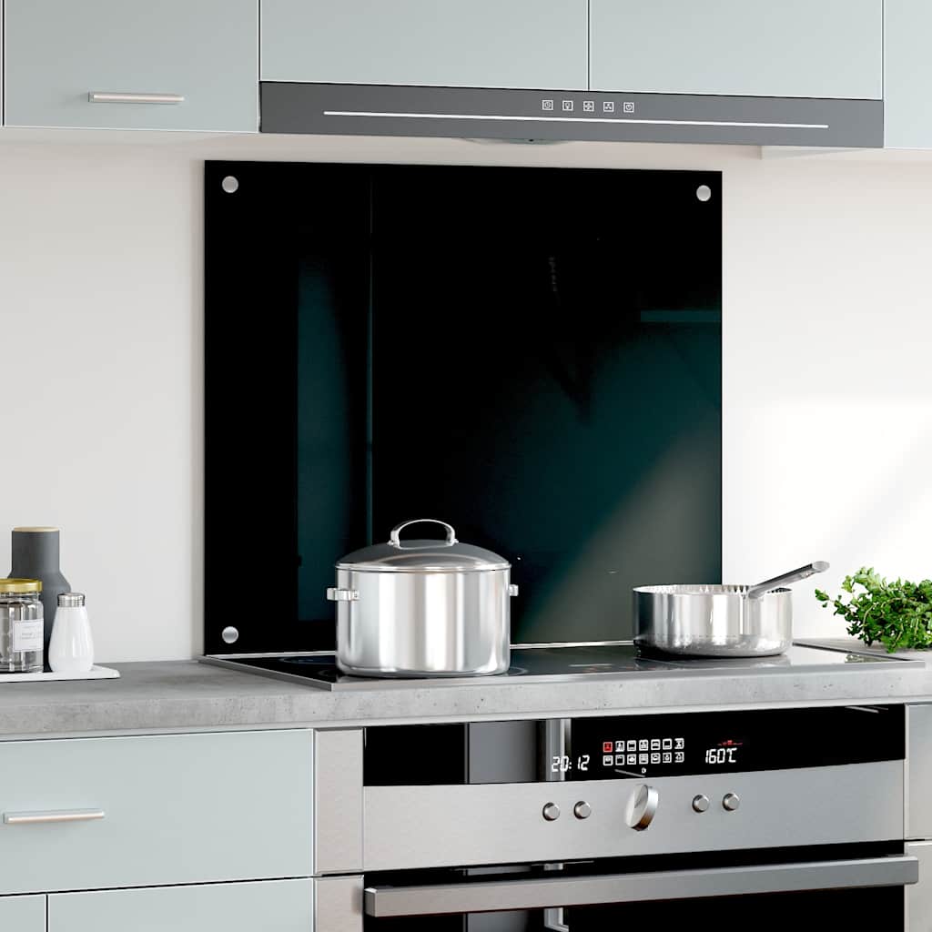 VidaXL Spatscherm keuken 70x60 cm gehard glas zwart