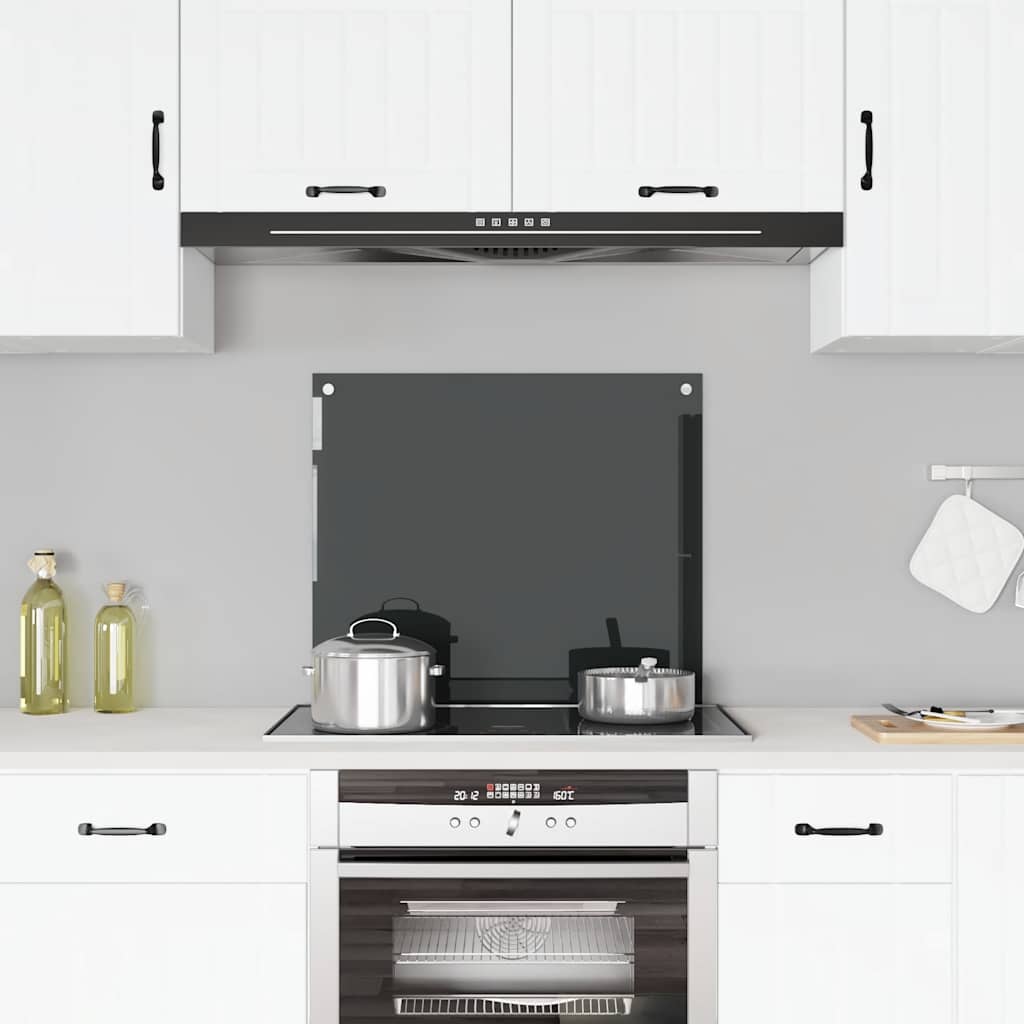 VidaXL Spatscherm keuken 70x60 cm gehard glas zwart