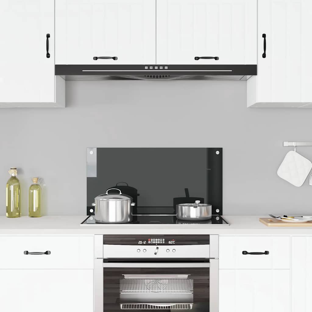 VidaXL Spatscherm keuken 80x40 cm gehard glas zwart