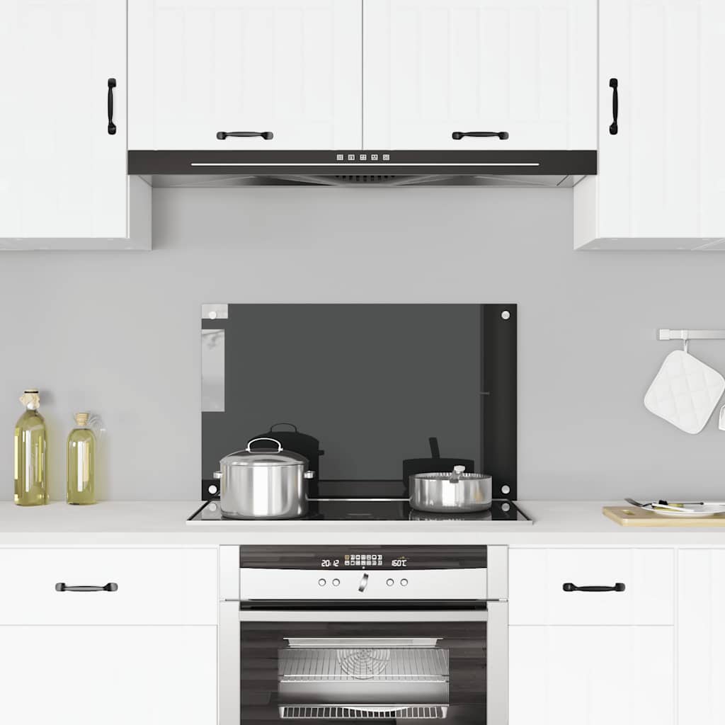 VidaXL Spatscherm keuken 80x50 cm gehard glas zwart