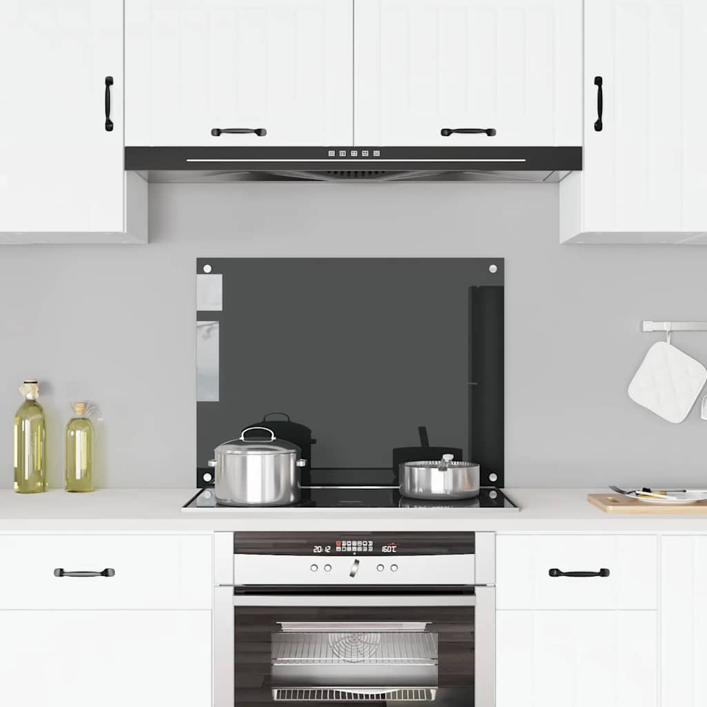 VidaXL Spatscherm keuken 80x60 cm gehard glas zwart