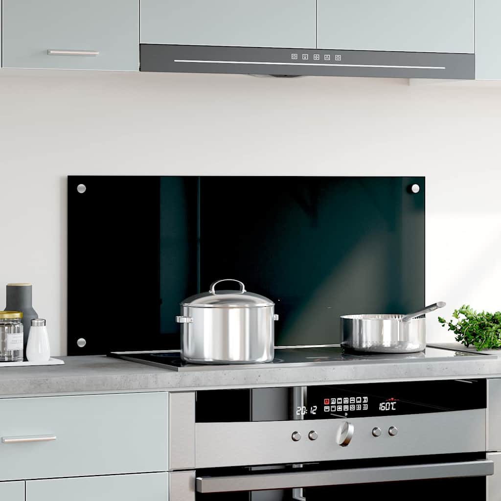 VidaXL Spatscherm keuken 90x40 cm gehard glas zwart