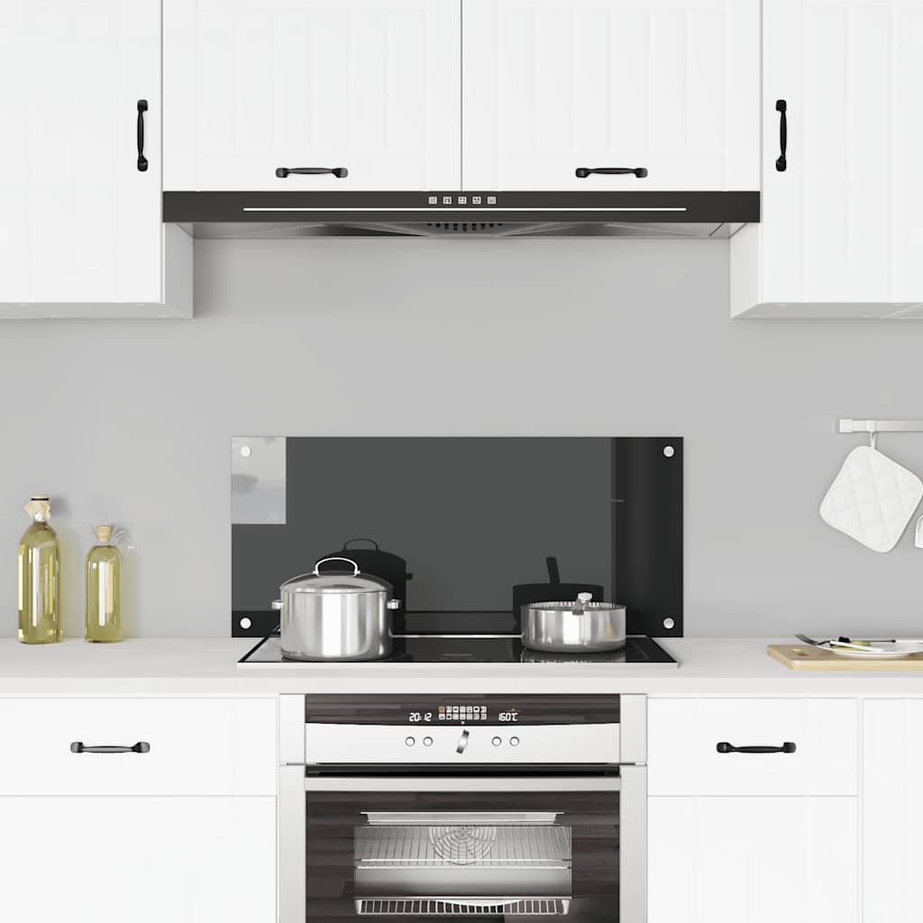VidaXL Spatscherm keuken 90x40 cm gehard glas zwart
