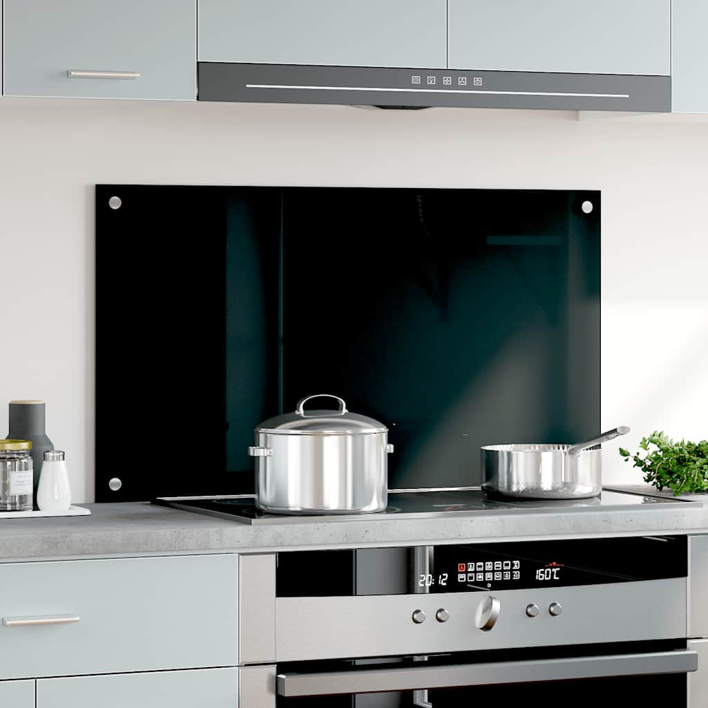 VidaXL Spatscherm keuken 90x50 cm gehard glas zwart