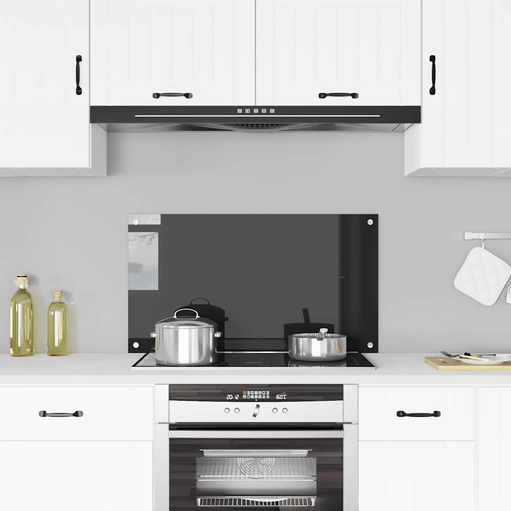 VidaXL Spatscherm keuken 90x50 cm gehard glas zwart