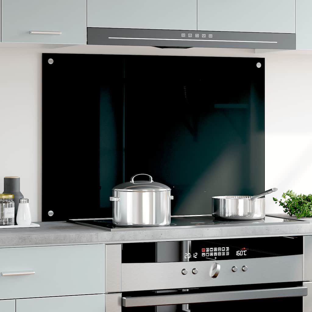 VidaXL Spatscherm keuken 90x60 cm gehard glas zwart