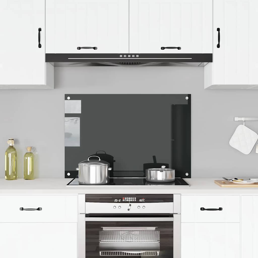 VidaXL Spatscherm keuken 90x60 cm gehard glas zwart