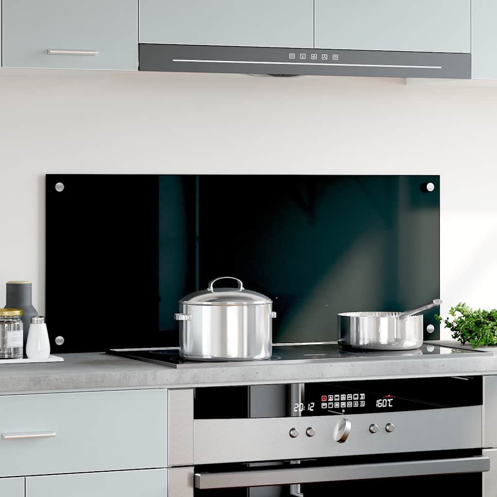 VidaXL Spatscherm keuken 100x40 cm gehard glas zwart
