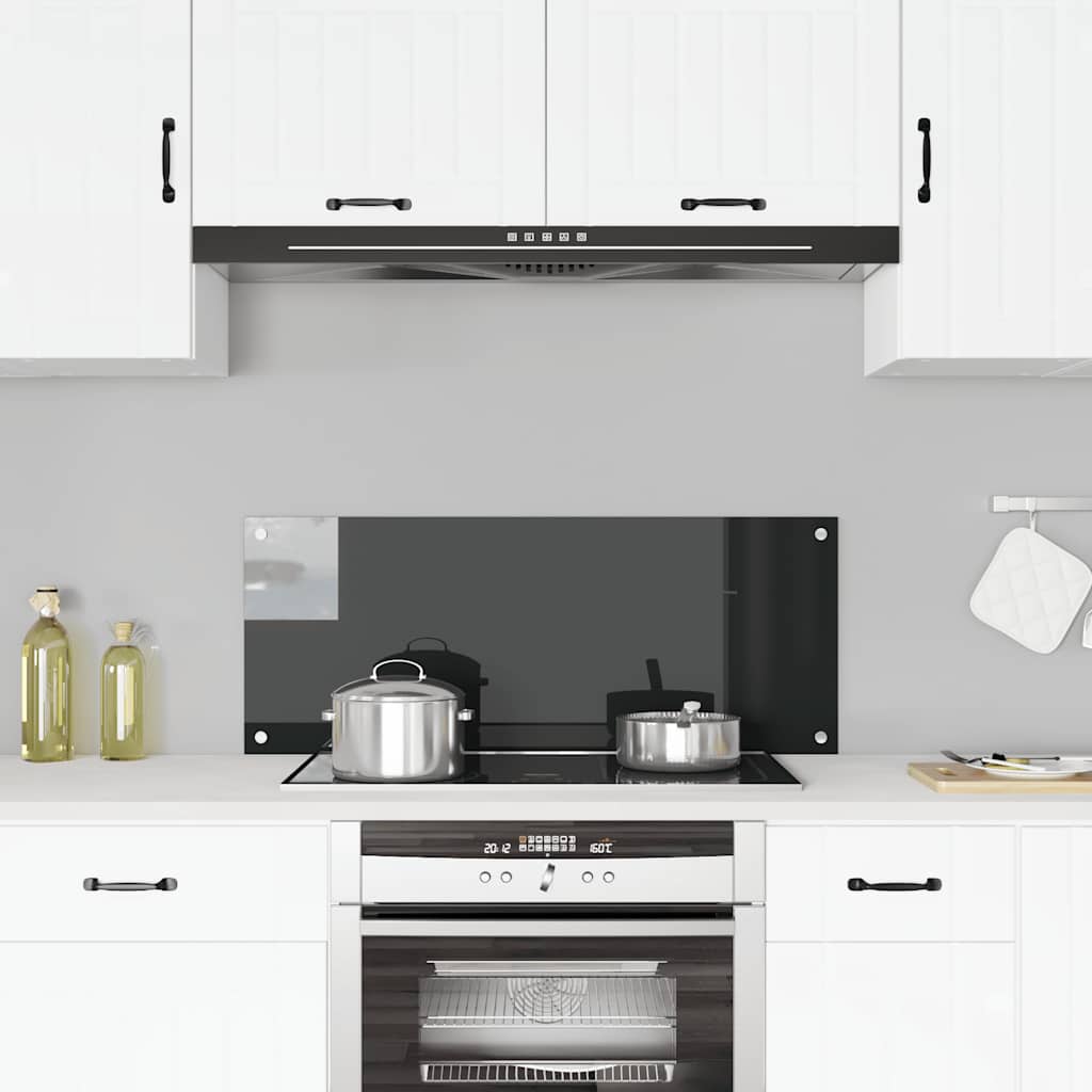 VidaXL Spatscherm keuken 100x40 cm gehard glas zwart