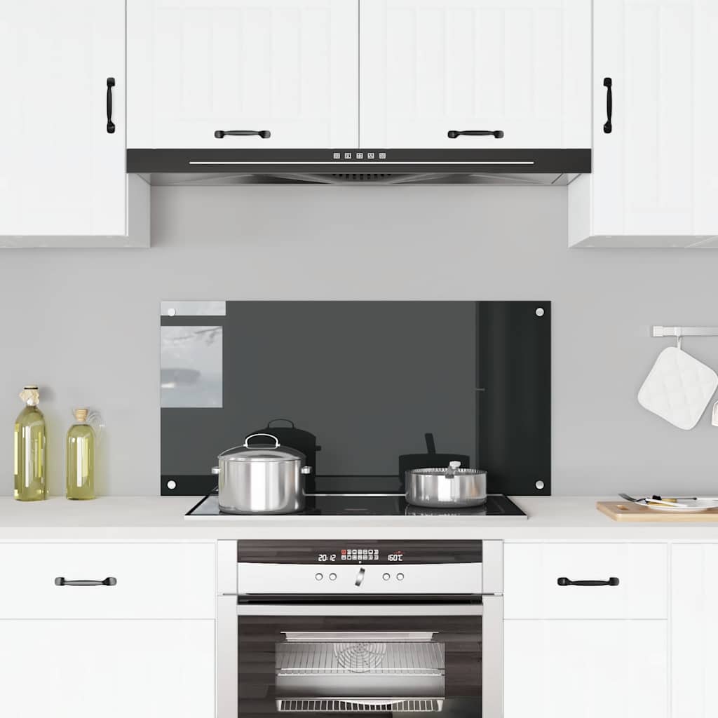 VidaXL Spatscherm keuken 100x50 cm gehard glas zwart