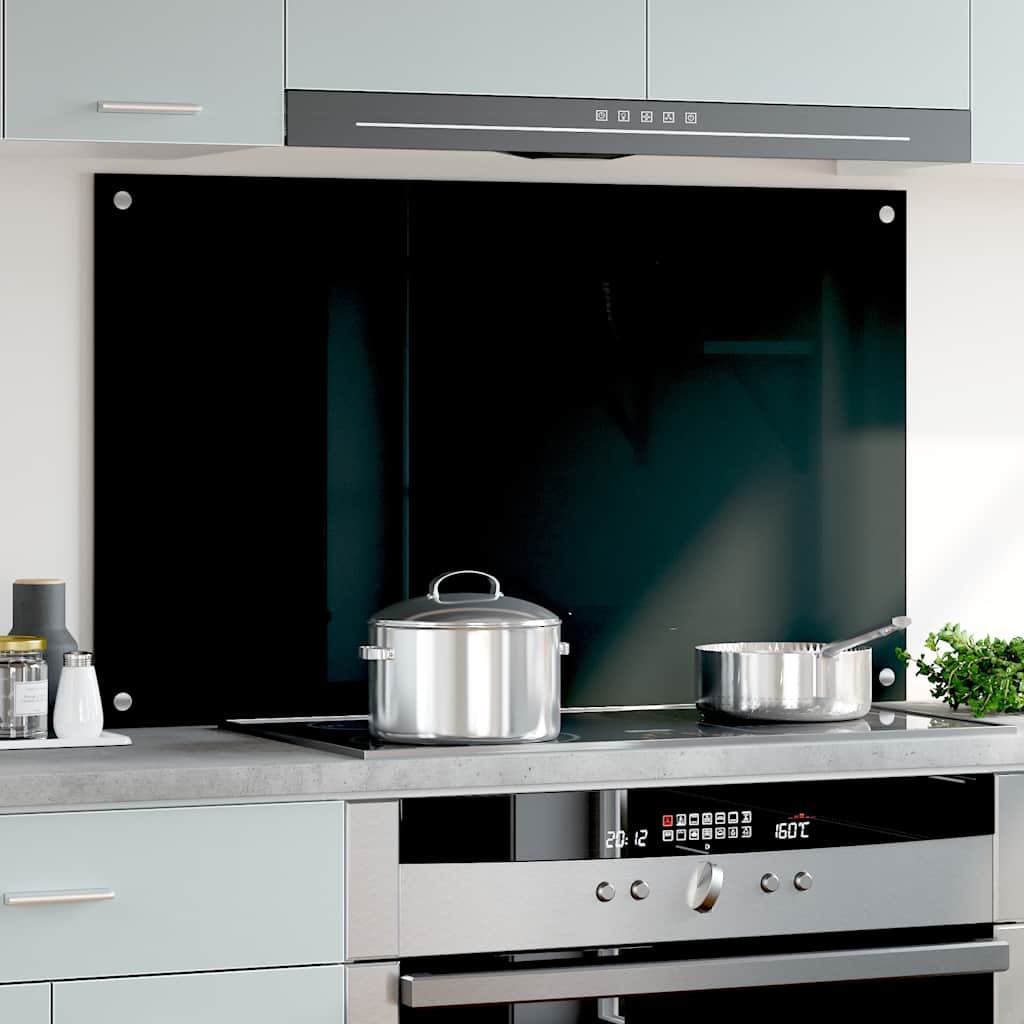 VidaXL Spatscherm keuken 100x60 cm gehard glas zwart