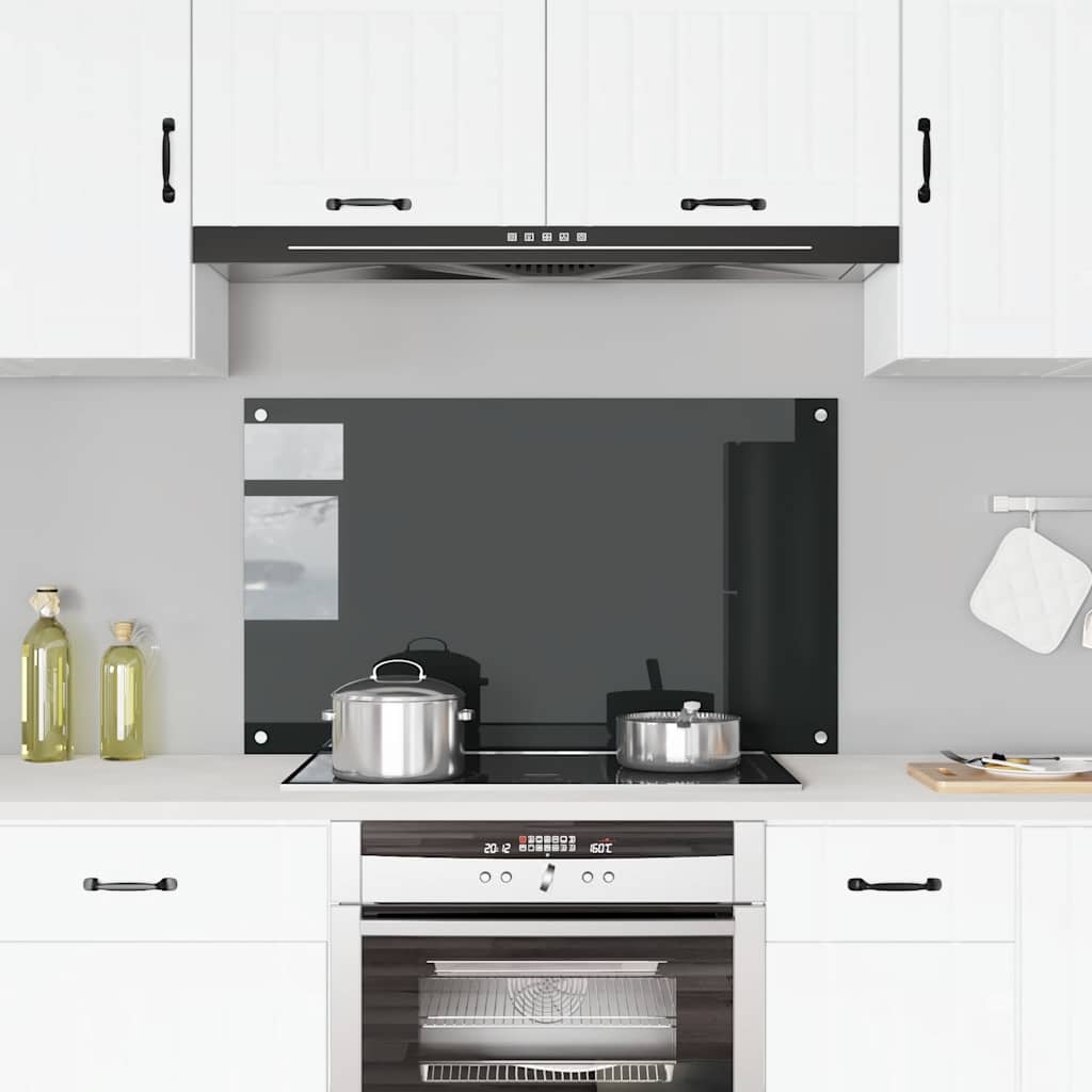 VidaXL Spatscherm keuken 100x60 cm gehard glas zwart