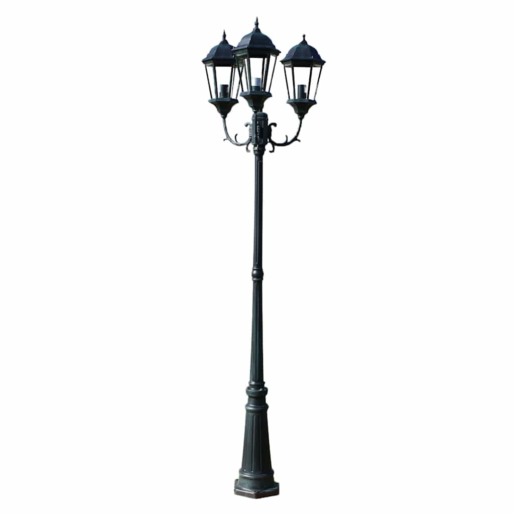 VidaXL Tuinlantaarn brighton 3-arms 230 cm donkergroen zwart