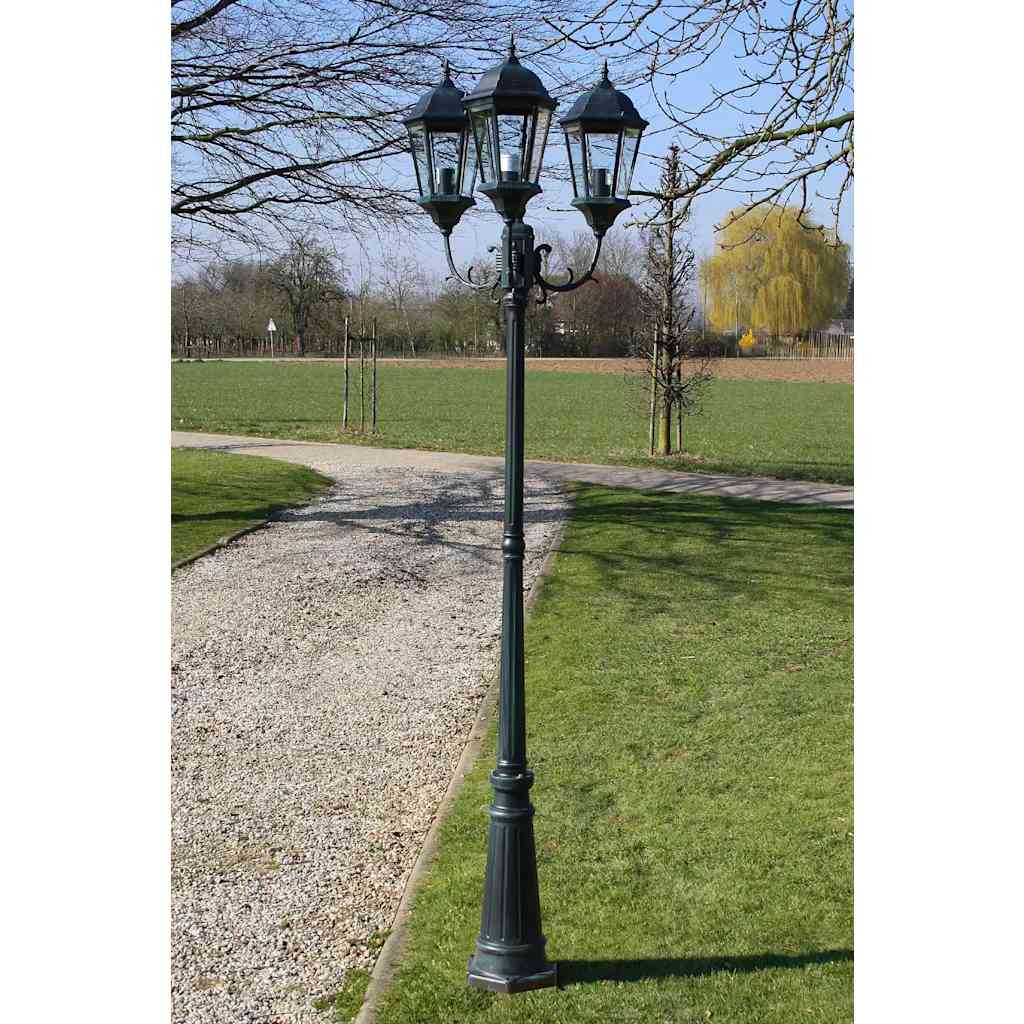 VidaXL Tuinlantaarn brighton 3-arms 230 cm donkergroen zwart