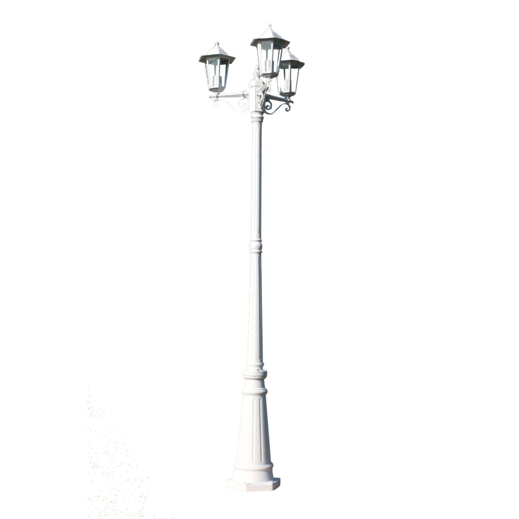 VidaXL Tuinlantaarn kingston 3-arms 215 cm wit