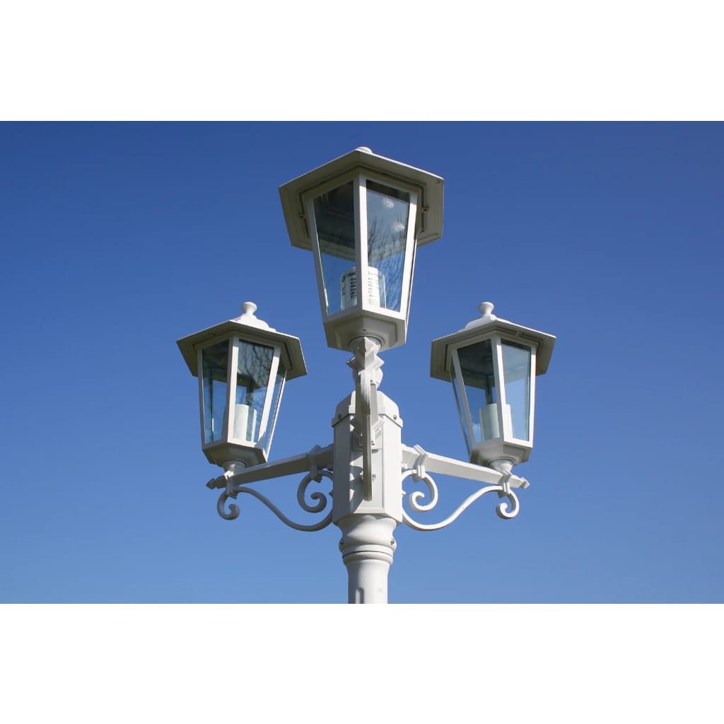 VidaXL Tuinlantaarn kingston 3-arms 215 cm wit