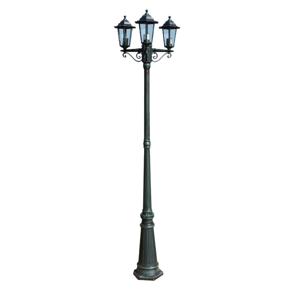 VidaXL Tuinlantaarn met 3 armen 215 cm aluminium donkergroen zwart