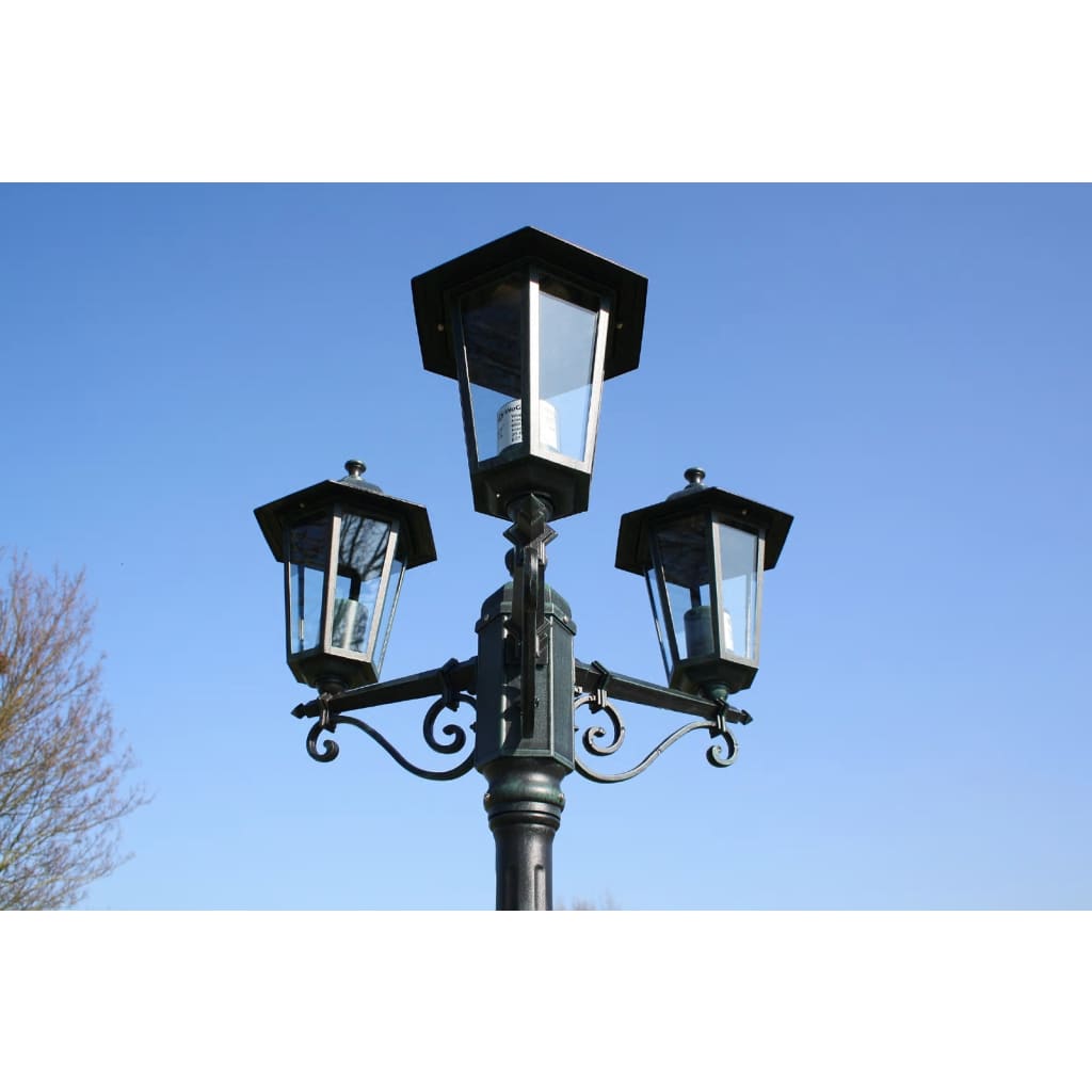 VidaXL Tuinlantaarn met 3 armen 215 cm aluminium donkergroen zwart