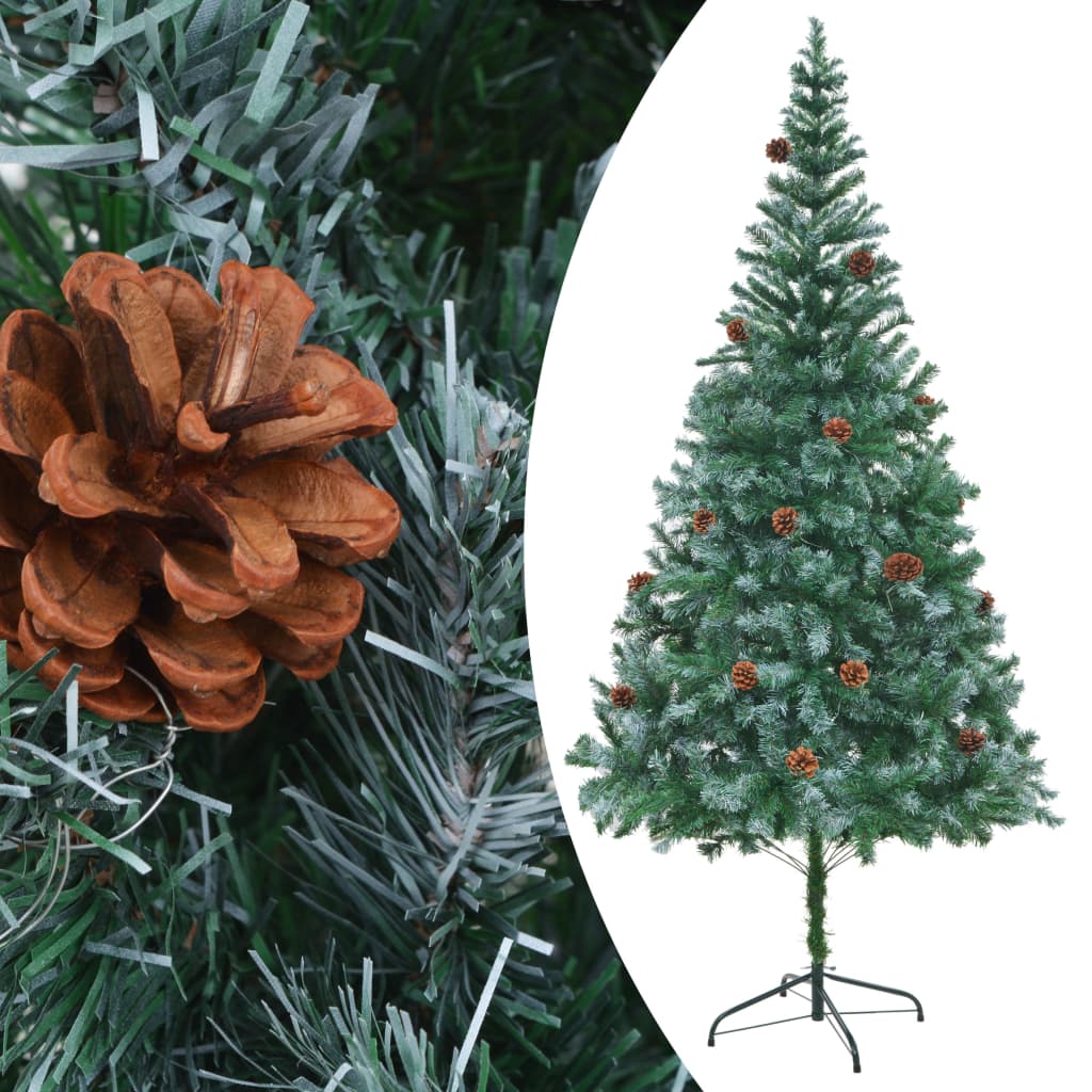 VidaXL Kunstkerstboom met dennenappels 210 cm