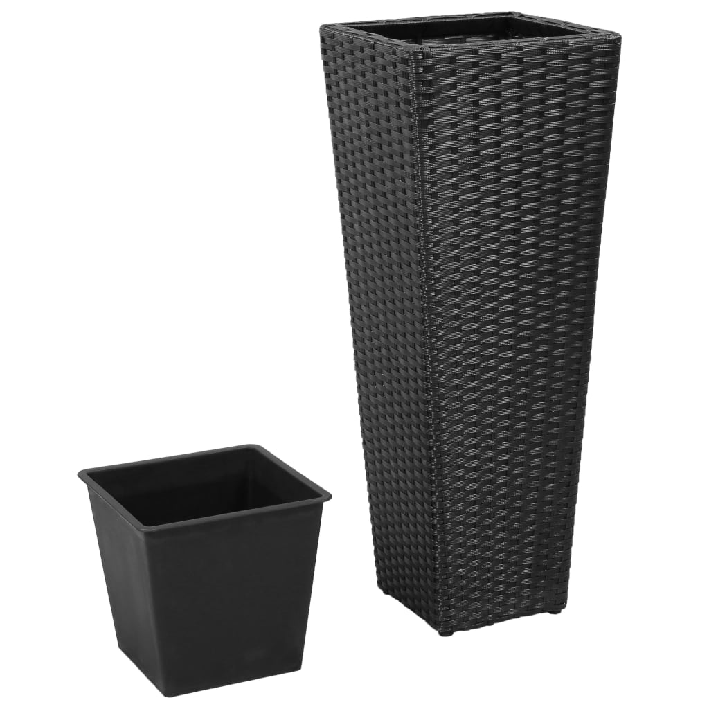 VidaXL Plantenbakken verhoogd 3 st poly rattan zwart