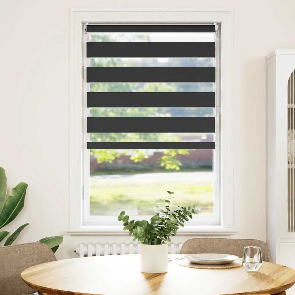 VidaXL Zebra rolgordijn 70,9 x 120 cm stofbreedte 66,7 cm zwart