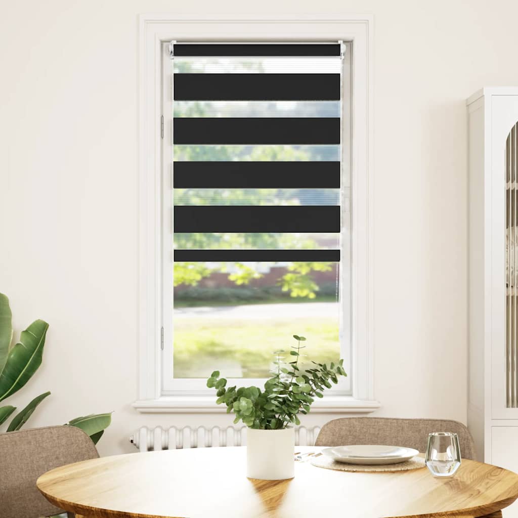 VidaXL Zebra rolgordijn 80,9 x 150 cm stofbreedte 76,7 cm zwart