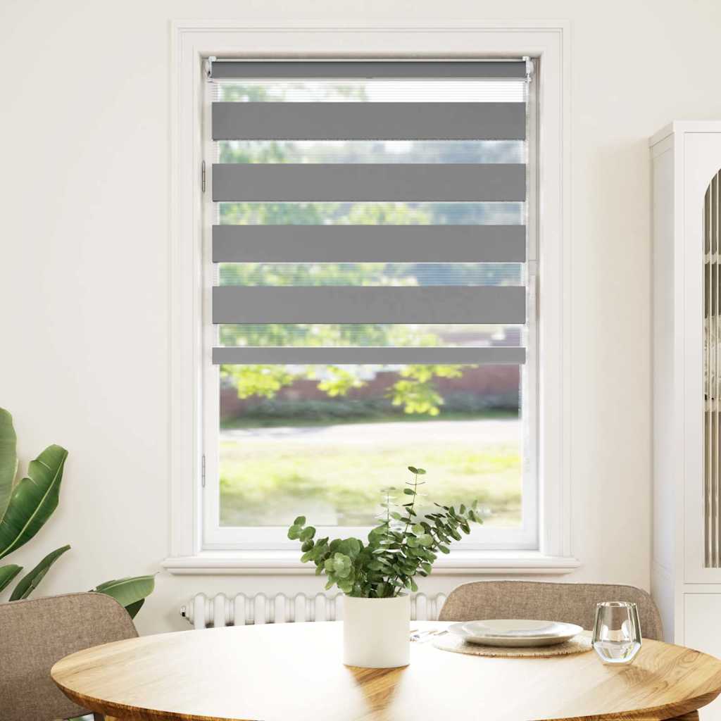 VidaXL Zebra rolgordijn 90,9 x 150 cm stofbreedte 86,7 cm grijs