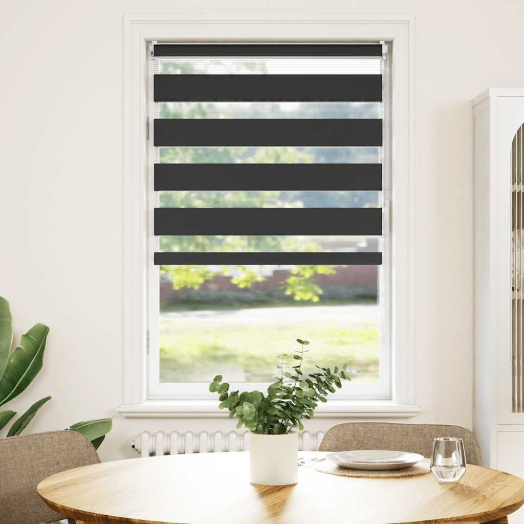 VidaXL Zebra rolgordijn 90,9 x 150 cm stofbreedte 86,7 cm zwart