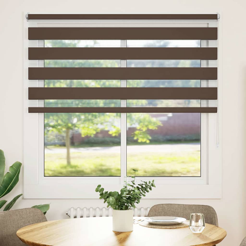 VidaXL Zebra rolgordijn 120,9 x 175 cm stofbreedte 116,7 cm koffiebruin