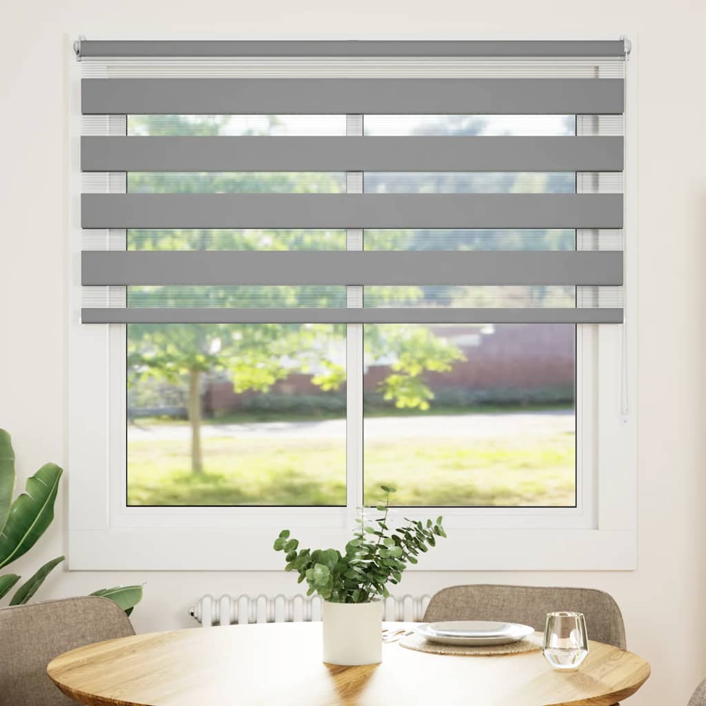 VidaXL Zebra rolgordijn 140,9 x 175 cm stofbreedte 136,7 cm grijs