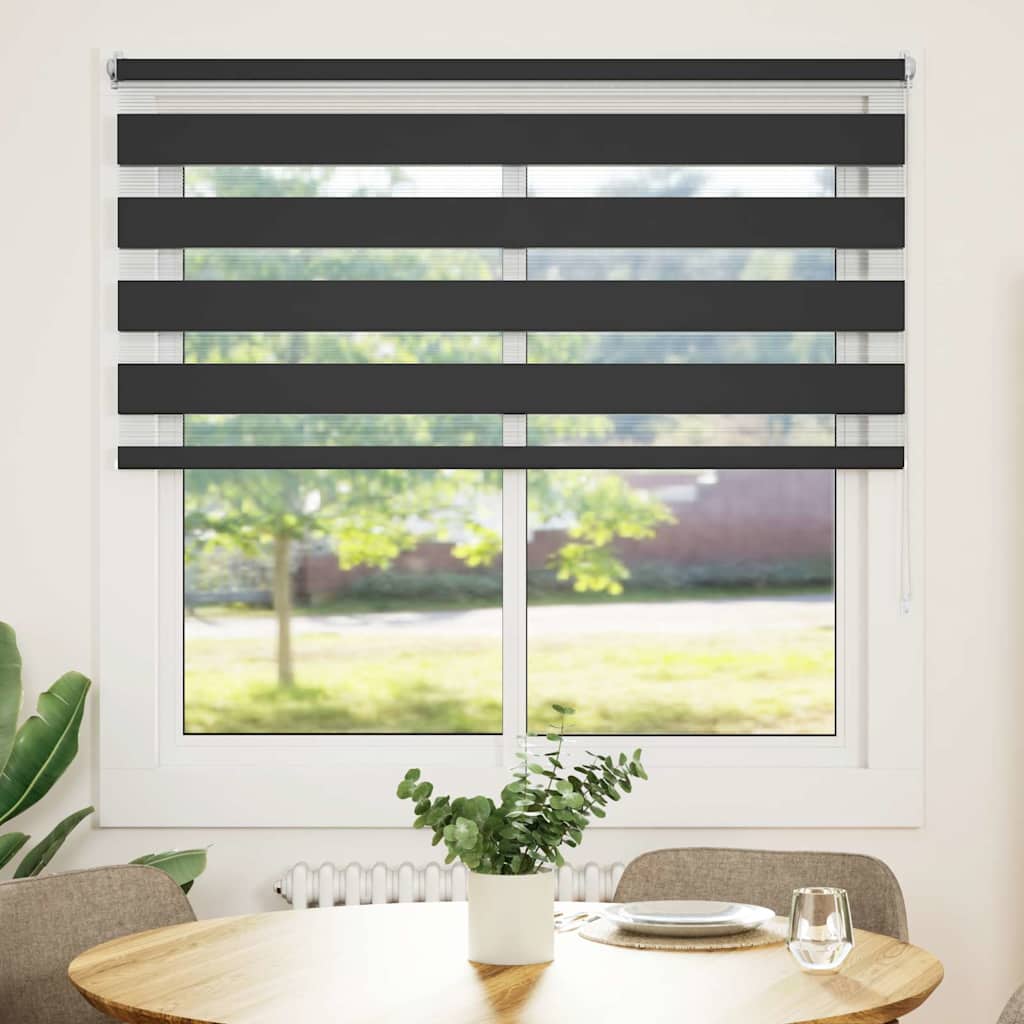 VidaXL Zebra rolgordijn 140,9 x 175 cm stofbreedte 136,7 cm zwart