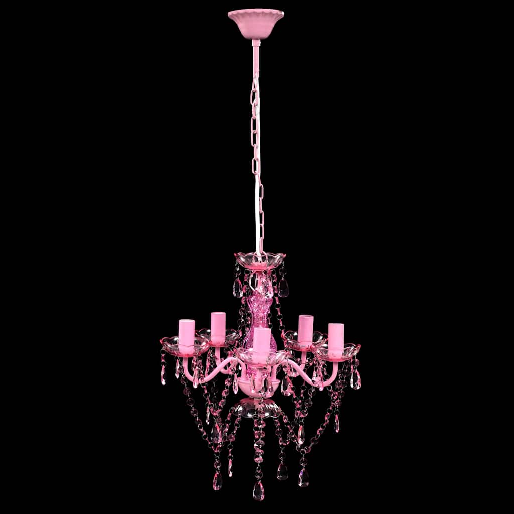 VidaXL Kristallen licht met 5 gloeilampen rosa