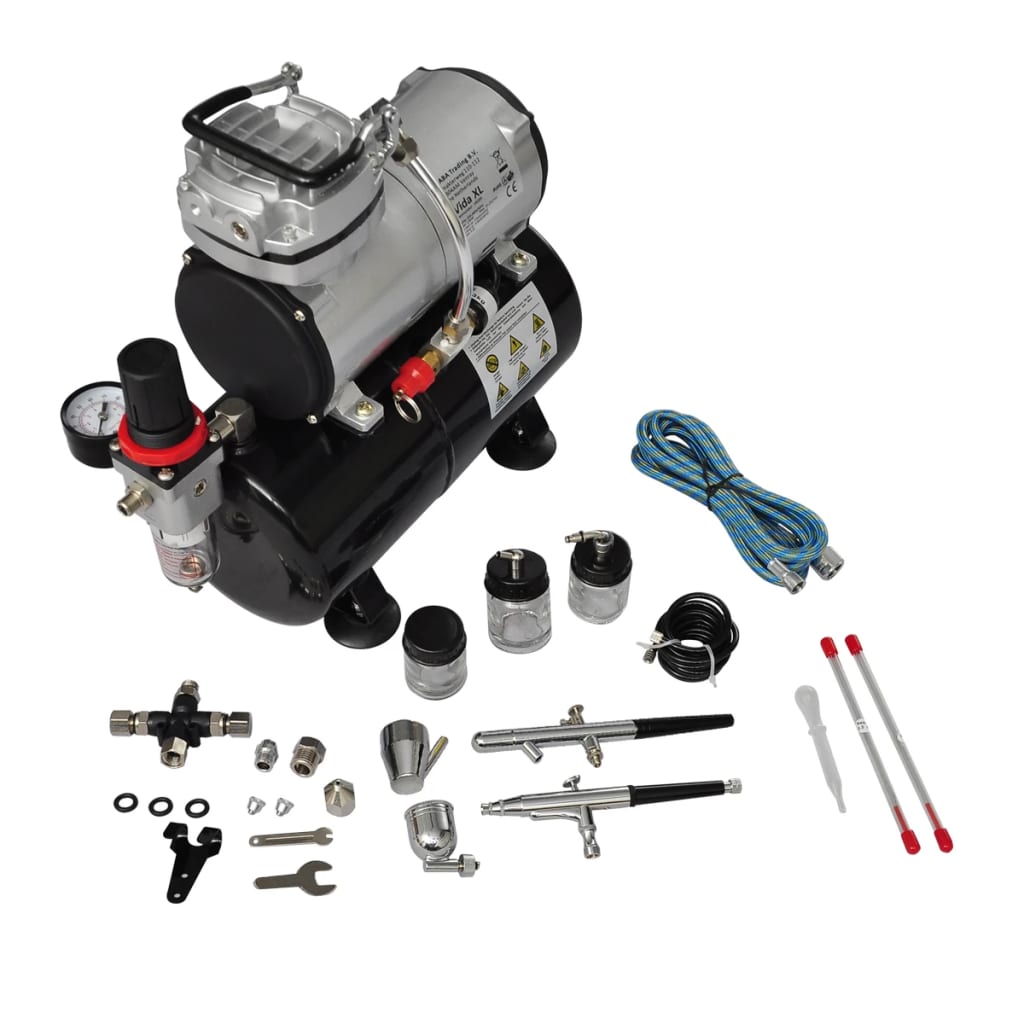 VidaXL Airbrush compressorset met 2 pistolen