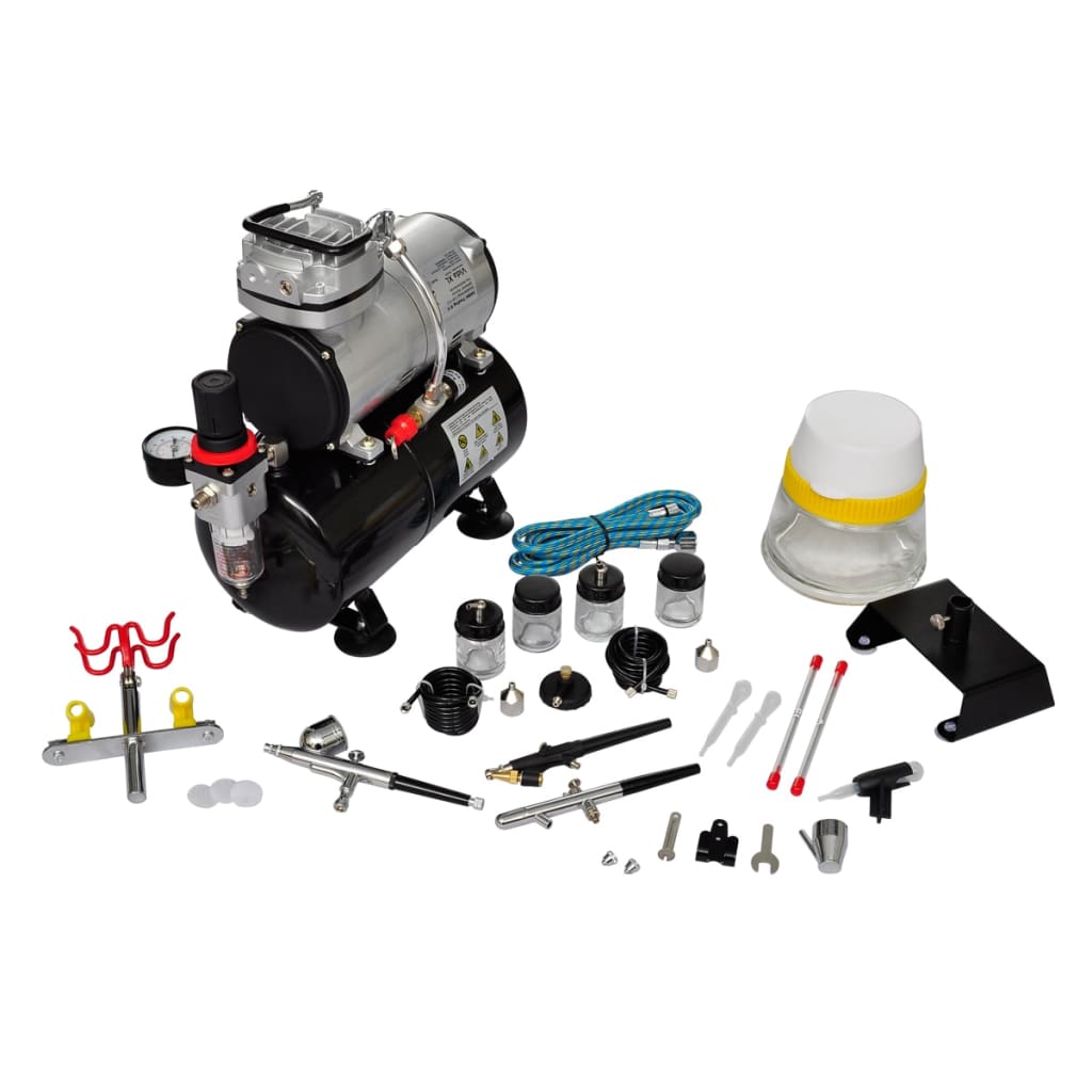 VidaXL Airbrush compressorset met 3 pistolen
