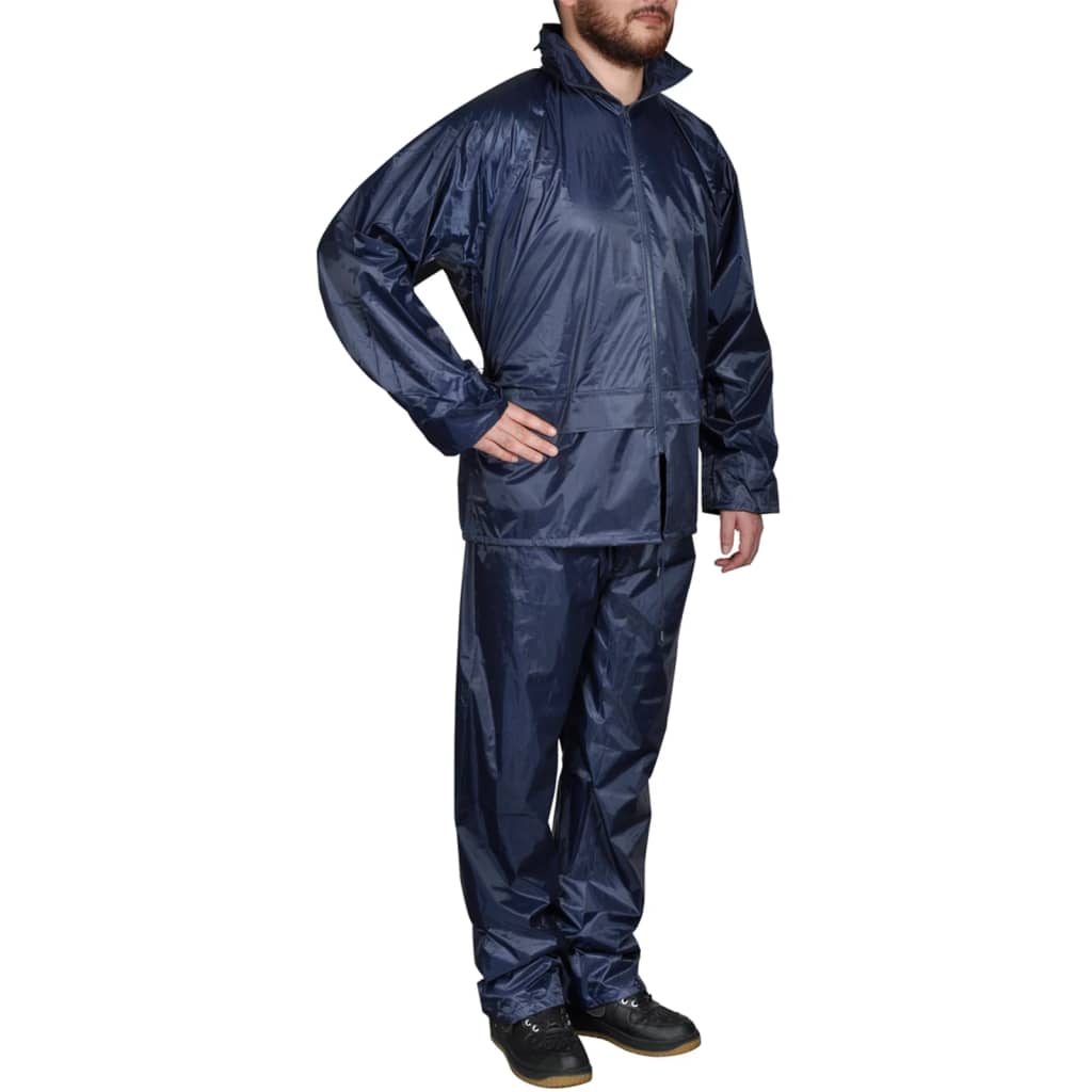 VidaXL Regenpak 2-delig met capuchon (mannen marineblauw maat xl)