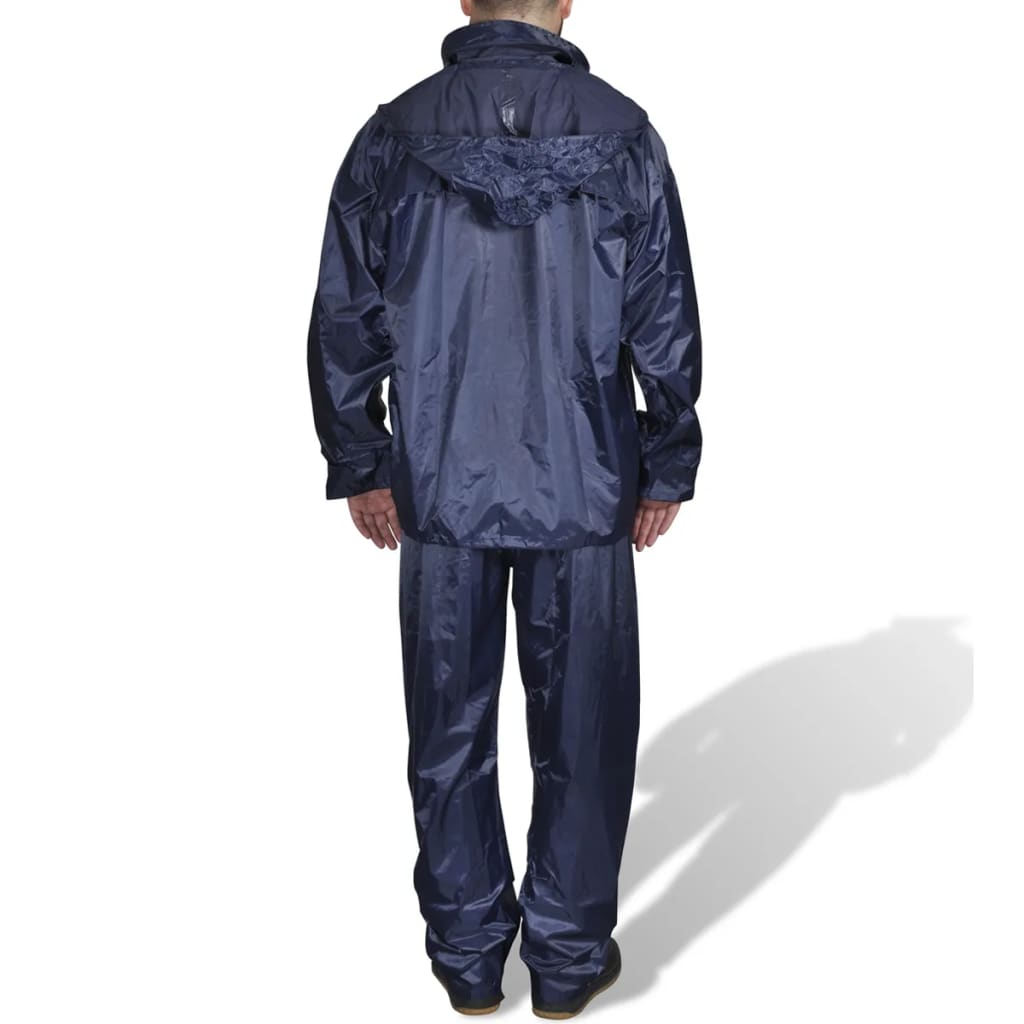 VidaXL Regenpak 2-delig met capuchon (mannen marineblauw maat xl)