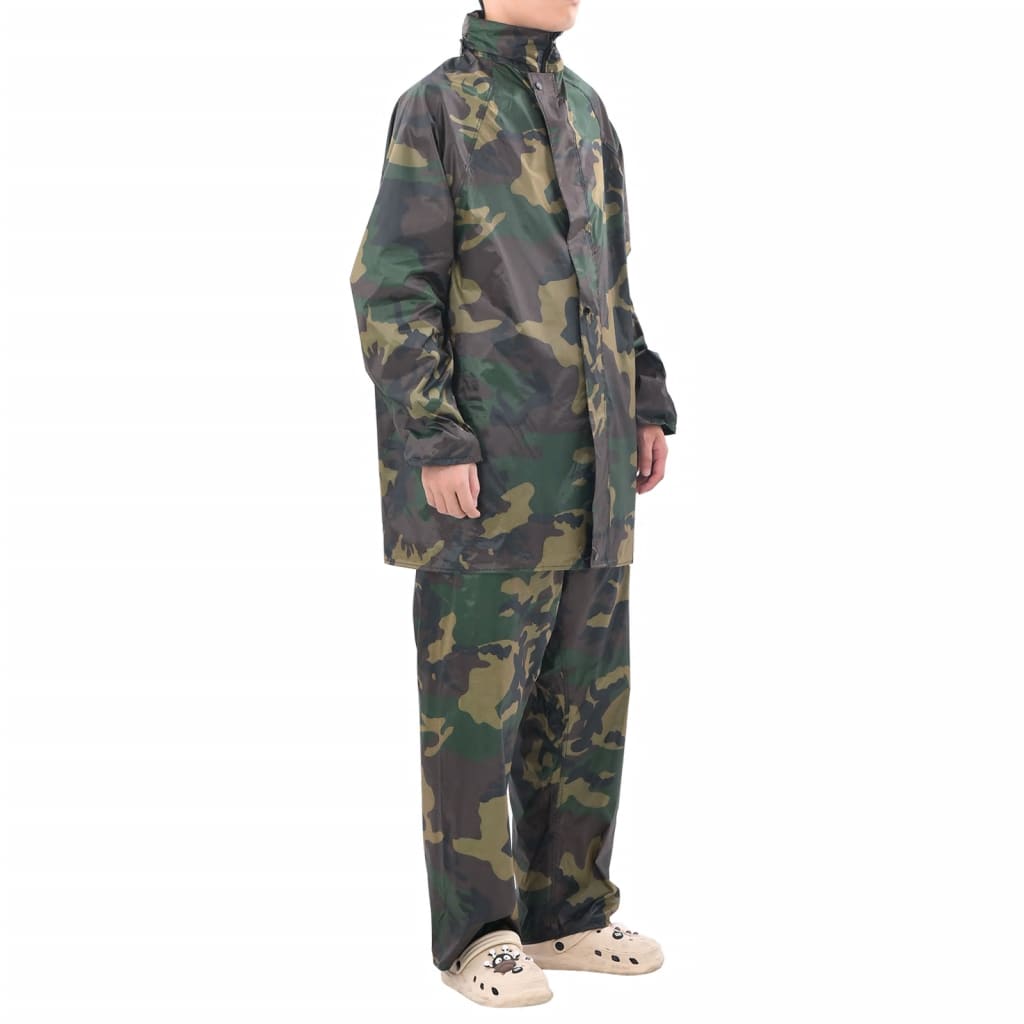 VidaXL Regenpak 2-delig met capuchon (heren camouflage maat l)