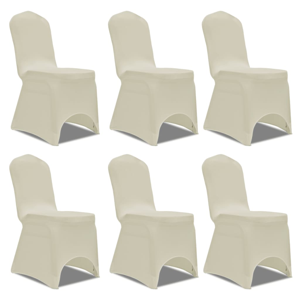 VidaXL Stoelhoes stretch crème (6 stuks)