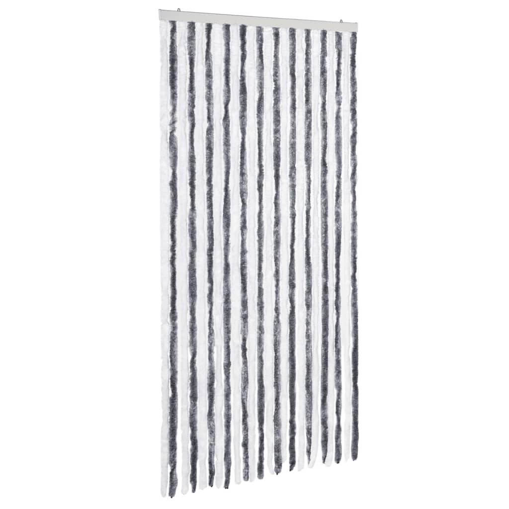 VidaXL Vliegengordijn 100x220 cm chenille grijs en wit