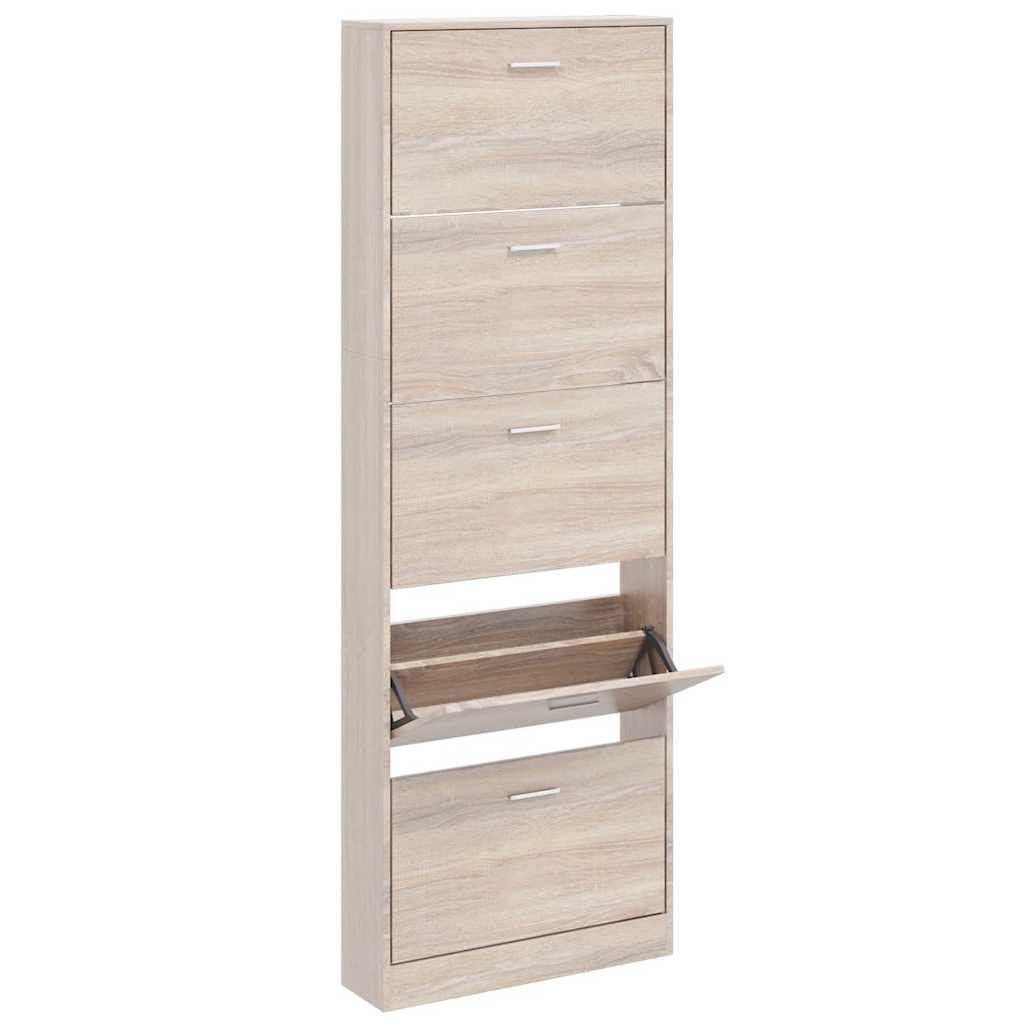 VidaXL Schoenenkast hout met 5 opbergvakken eiken-look