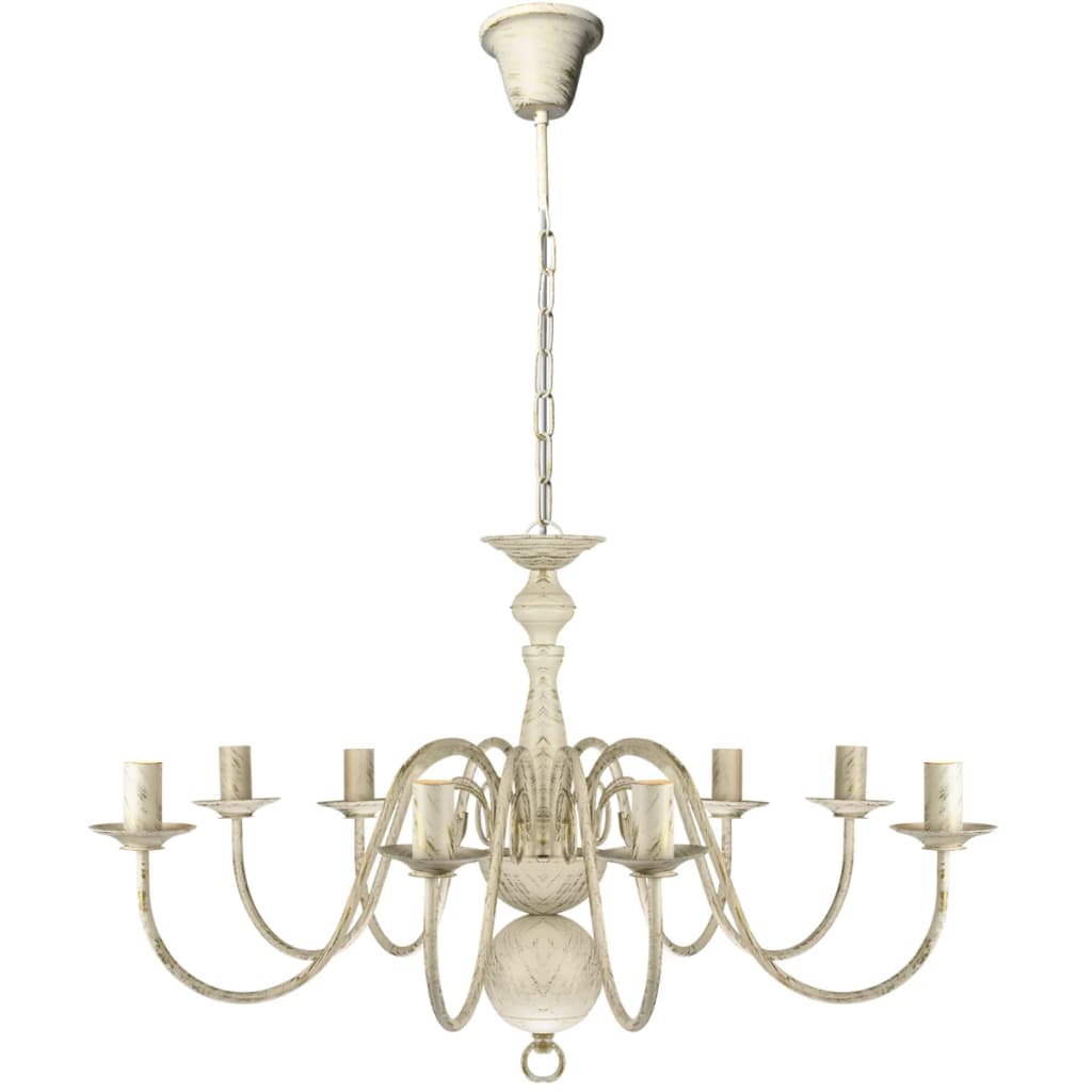 VidaXL Kroonluchter wit metaal 8 x e14 lampen