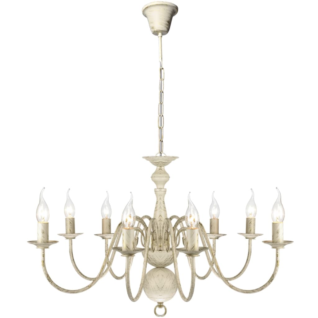 VidaXL Kroonluchter wit metaal 8 x e14 lampen