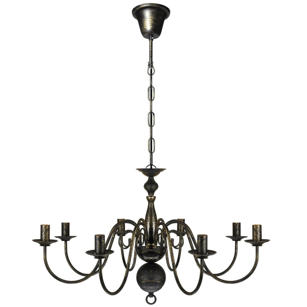 VidaXL Kroonluchter zwart metaal 8 x e14 lampen