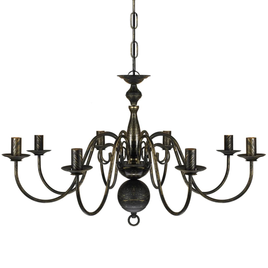 VidaXL Kroonluchter zwart metaal 8 x e14 lampen