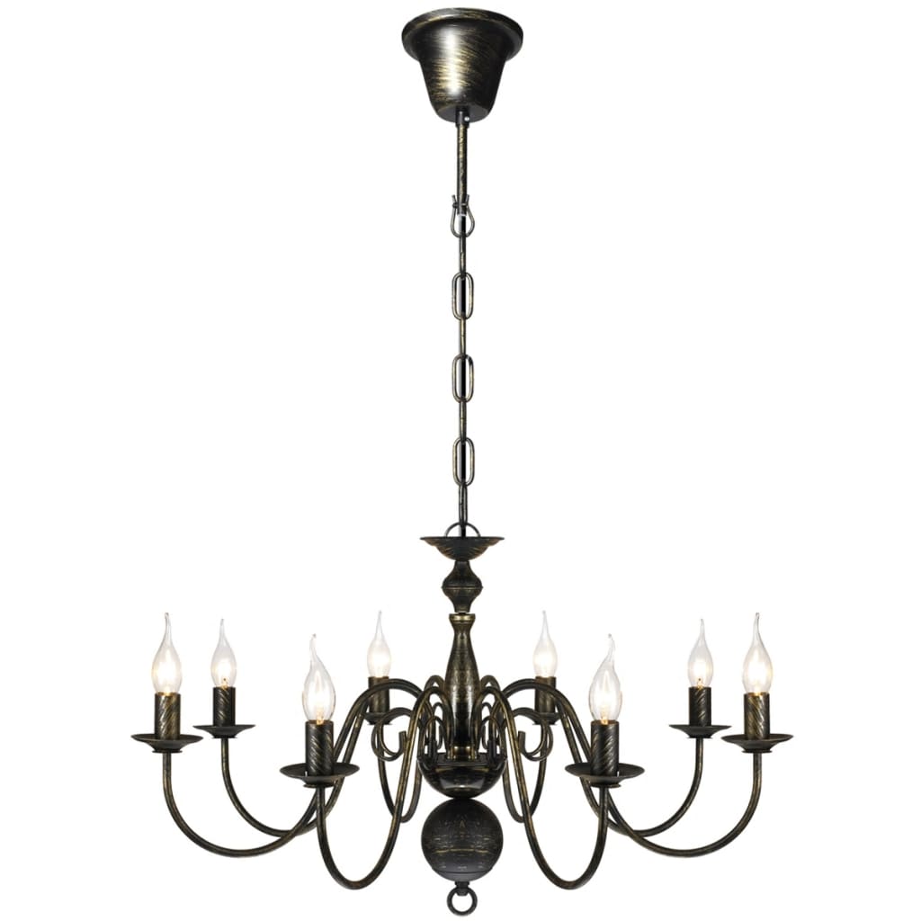 VidaXL Kroonluchter zwart metaal 8 x e14 lampen