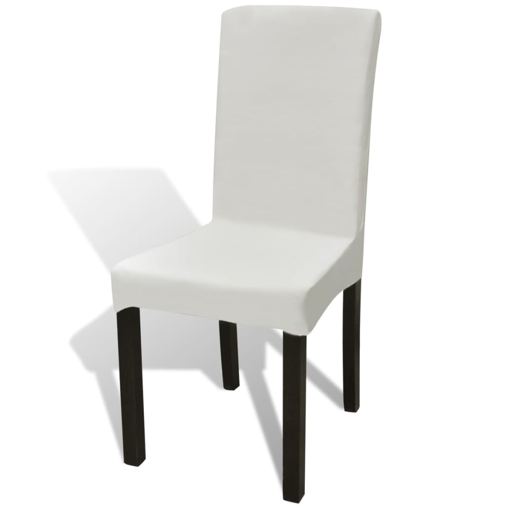 VidaXL 6 st stoelhoezen recht stretch crèmekleurig