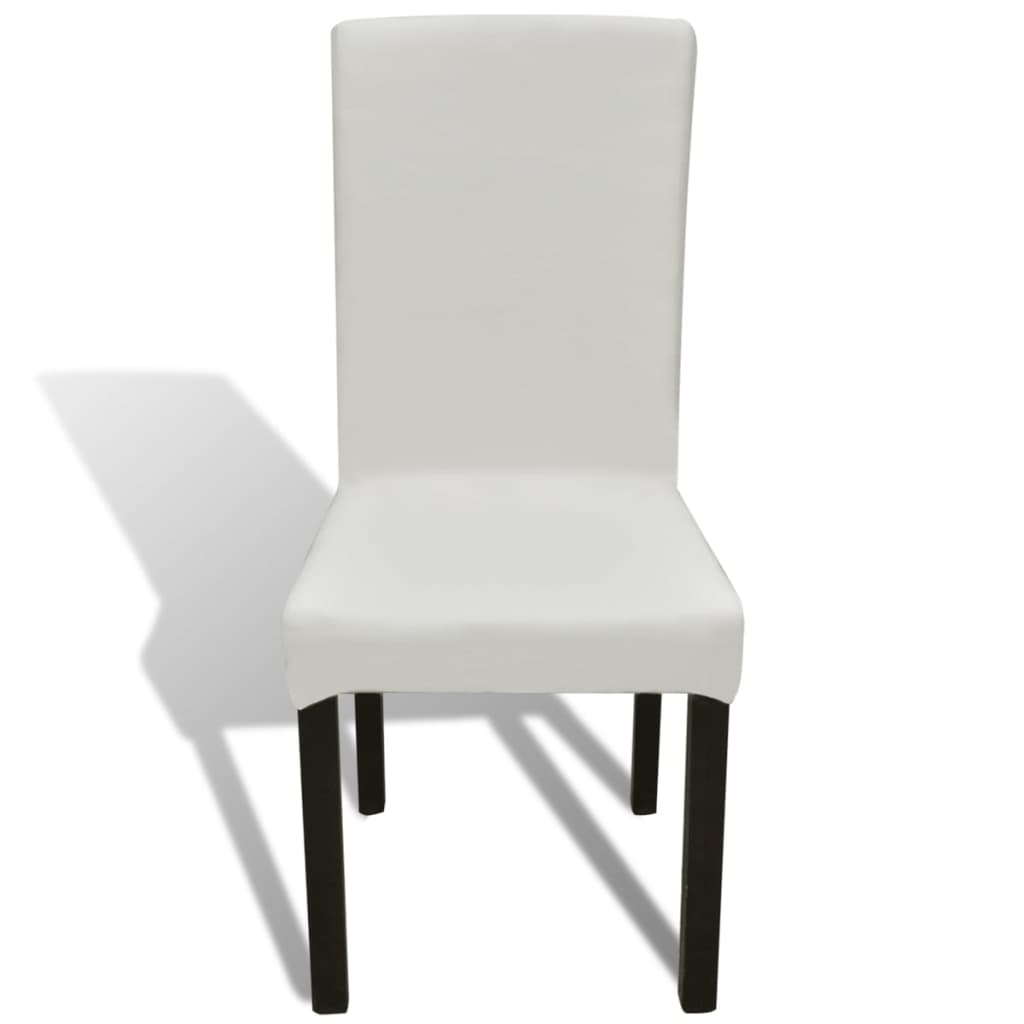 VidaXL 6 st stoelhoezen recht stretch crèmekleurig