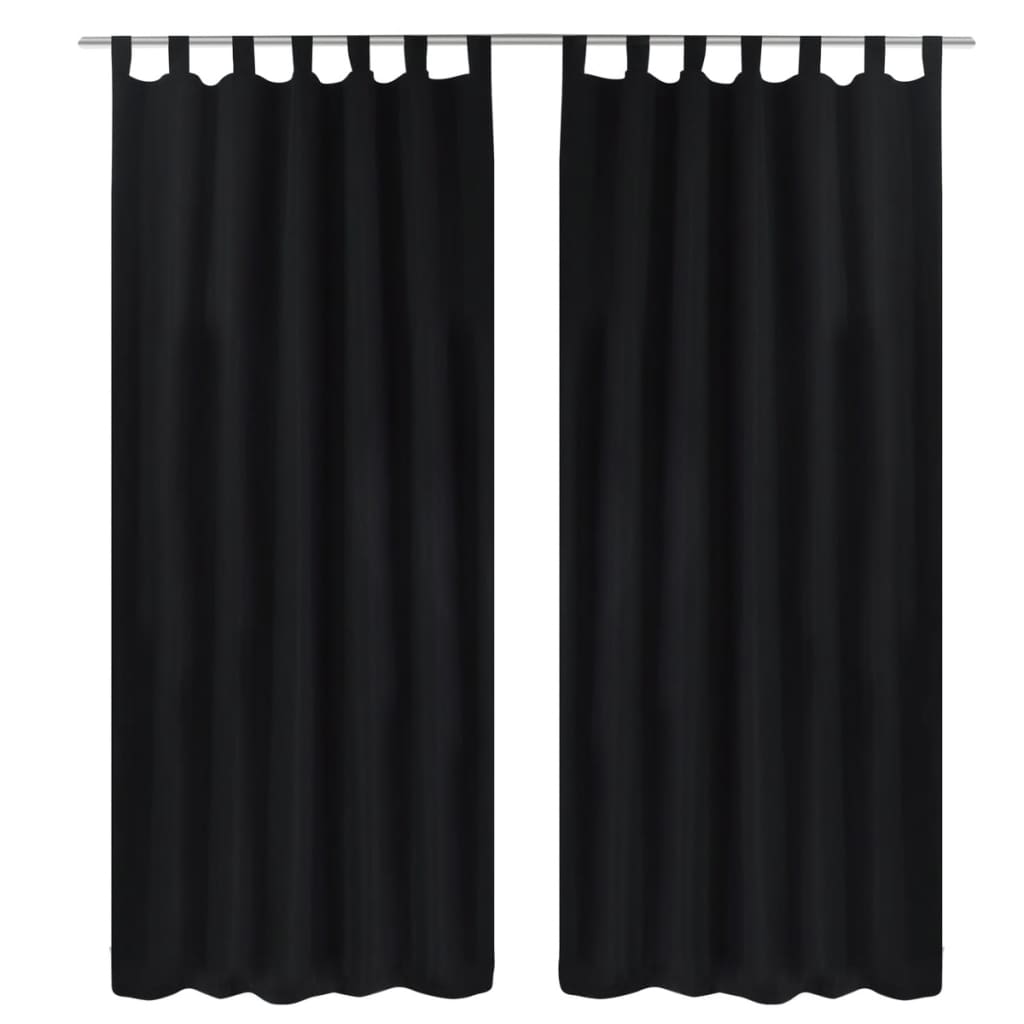 VidaXL Micro-satijnen gordijnen met ringen 140 x 175 cm 2 stuks (zwart)